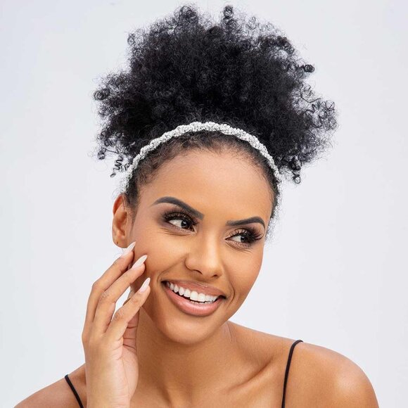 Rhinestone Homecoming Head Chain Jewelry Silver Sparkly Elastic Headband Forehea - Picture 9 of 9